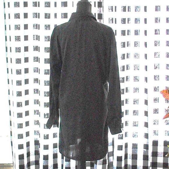 Elan Long Button Down Shirt Dress Black Thin Medium - Picture 3 of 4